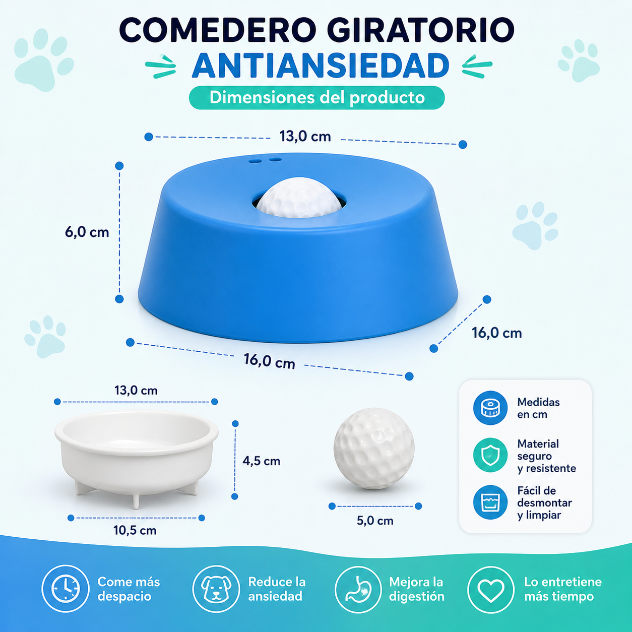 Comedero Lento Interactivo para Perros con Bola Giratoria